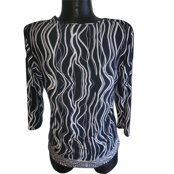 Lavena Black and White Patterned Top M - Picture 5 of 6